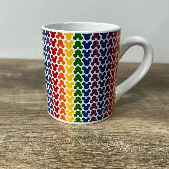 Rainbow Disney Collection Mickey Mouse Head Stiped 14 oz Ceramic Coffee Mug Cup - Picture 1 of 6